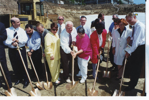 Judy Abdo (middle, in a pink top) and others at the New Hope Housing Services groundbreaking ceremony in Santa Monica