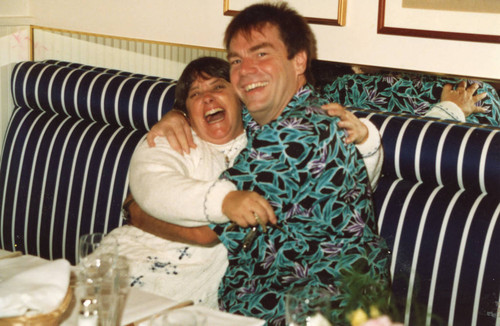 Judy Abdo and Russell Barnard at a benefit dinner for Santa Monicans for Renters' Rights (SMRR), October 15, 1990