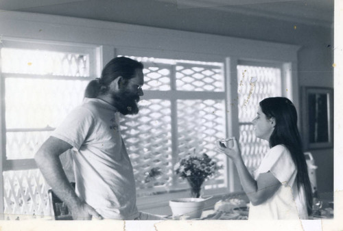 Judy Abdo and her friend Bill Gaidzik at the 'E.J. Vawter House' (504 Pier Avenue) in Santa Monica