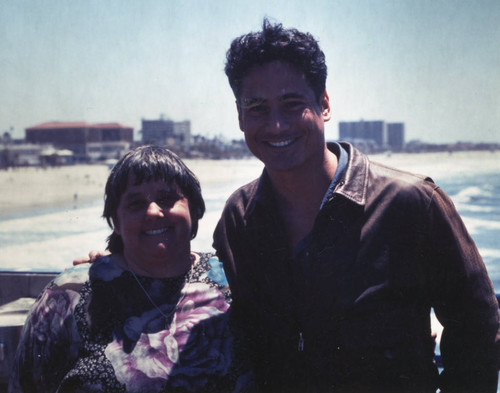 Judy Abdo and an unidentified man at an event, possibly at Santa Monica Pier