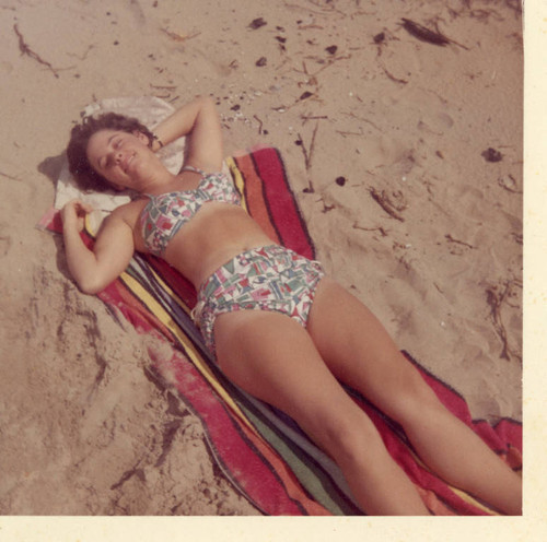 Judy Abdo (nee Ulrich) on a beach in Santa Barbara, Calif