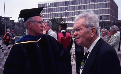 Fred Spiess and Harold Urey on Revelle Plaza, UC San Diego