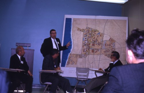 Chancellor Herbert York with UC San Diego map