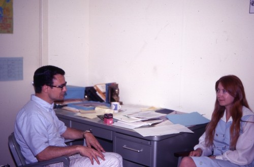 Rev. John G. Huber of University Lutheran Church, counseling UC San Diego staff member in the Office of Religious Affairs