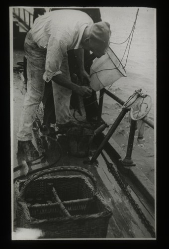 Erik Gustaf Moberg collecting plankton aboard R/V Scripps