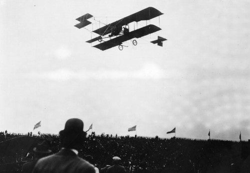 Another view of a biplane in flight