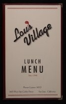 Lou's Village lunch menu, c. 2000