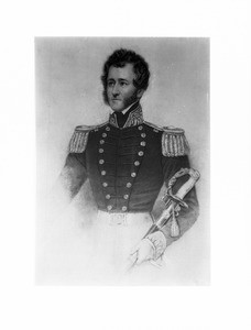 Engraving of a portrait of Commodore (Commander?) Robb F. (L.?) Stockton, U.S. Navy, ca.1840-1860