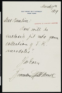 Brander Matthews, letter, 1919-03-14, to Hamlin Garland