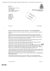 [Letter from Ken Ojo to Carol Martin regarding request for cigarette analysis and customer information]
