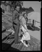 Edward Ford, Jr. and his bride-to-be, Charlotte Hall, Santa Barbara, 1935