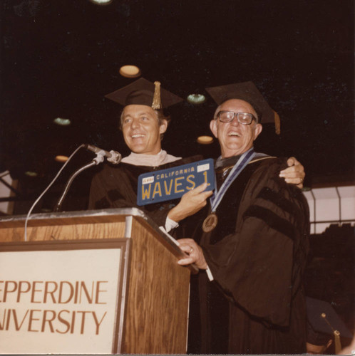 William S. Banowsky with Howard A. White at White's inauguration, 1978