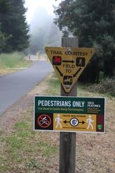 No bikes sign on Joe Rodota Trail, Sebastopol