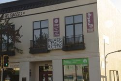 Black Lives Matter banner at the dhyana Center, Sebastopol, August 31, 2021