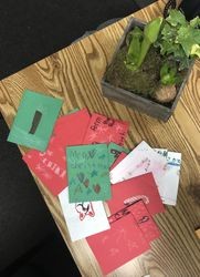 Handmade Christmas cards from Mrs Villa's first grade class at Harvest Christian School in Petaluma