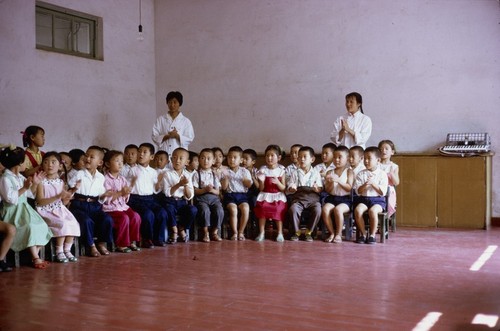 Daycare center visit, children and teachers welcoming visitors (1 of 3)