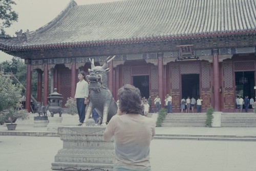 Hall of Benevolence and Longevity, taking a picture with the unicorn