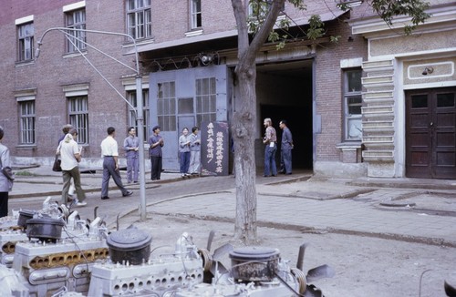 Factory workers welcoming American visitors (3 of 5)