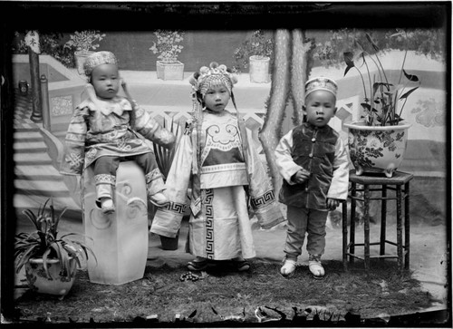 Portrait of three Chinese children
