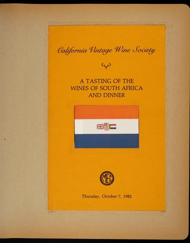 Tasting of Wines of South Africa and Dinner 10-7-1982