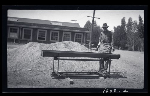 Steel Forms for Concrete Fence Posts, University Farm