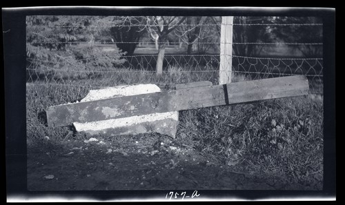 Concrete Base for Wood Fence Posts, University Farm, Davis