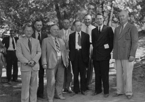 Officials at the Shasta Dam construction site