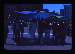 Gilbert Baker and group with 1978 rainbow flag