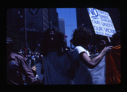 Gilbert Baker and group with anti-Briggs protest sign