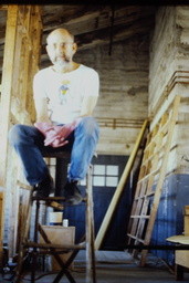 Albert Marsh sitting on Ladder