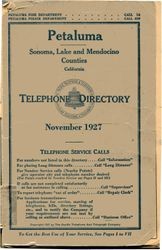 Petaluma, Sonoma, Lake and Mendocino counties, California, telephone directory, 1927, November