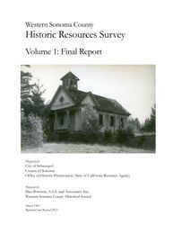 Western Sonoma County historic resources survey. Volume 1: Final report