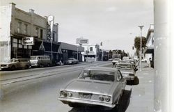 Train Down Main, Sebastopol, California, 1979 or 1980