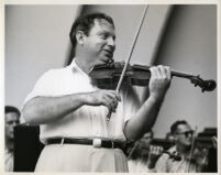 Isaac Stern playing the violin, 1958 [descriptive]