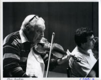 Isaac Stern playing the violin with Yefim Bronfman at the piano, 1986 [descriptive]