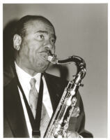 Benny Golson playing the sax in Los Angeles [descriptive]