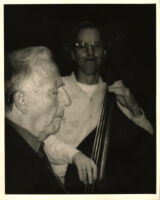 George Shearing and an unidentified man playing double bass, Los Angeles [descriptive]