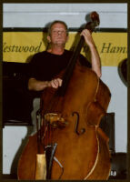 Unidentified double bass player at the Armand Hammer Museum [descriptive]