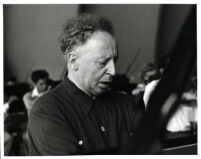 Arthur Rubinstein playing the piano, Los Angeles, 1958 [descriptive]