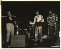 Oscar Brashear on trumpet with unidentified musicians, Los Angeles [descriptive]