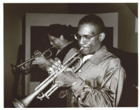 Marcus Printup and Tim Hagans playing trumpet, Los Angeles [descriptive]