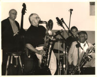 Putter Smith, Nick Brignola, Joe LaBarbera and Cecil Payne (L-R) performing in Los Angeles, June 1999 [descriptive]