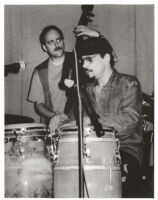 Jerry González playing the conga drums, Los Angeles, September 1996 [descriptive]