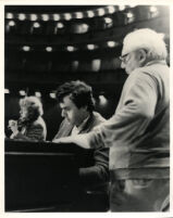 Yefim Bronfman playing the piano next to Isaac Stern, 1985 [descriptive]