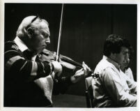 Isaac Stern playing the violin with Yefim Bronfman at the piano, 1986 [descriptive]