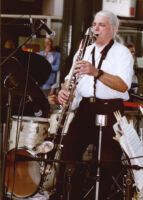 Vinny Golia playing bass clarinet, Los Angeles, August 1998 [descriptive]