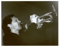 Mark Isham playing trumpet in Los Angeles, April 1998 [descriptive]