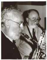 Lee Konitz with Gary Foster playing the sax, October, 1995 [descriptive]