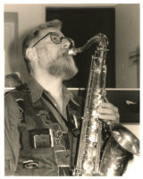 Lew Tabackin playing sax in Los Angeles [descriptive]