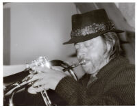 Chuck Mangione playing flugelhorn in Los Angeles [descriptive]